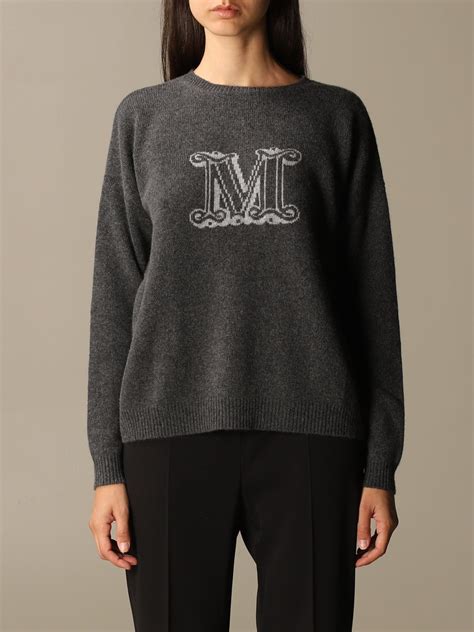 Max Mara Cuffia grigia in cashmere con logo 